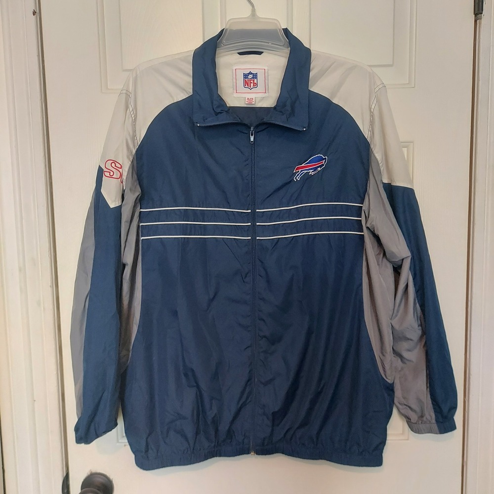 NFL Buffalo Bills Windbreaker Jacket Mens XL Navy Blue Colorblock Full Zip
